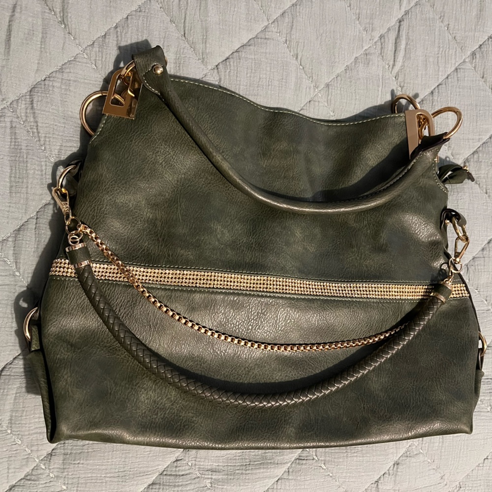 Boutique purse -Green and Gold